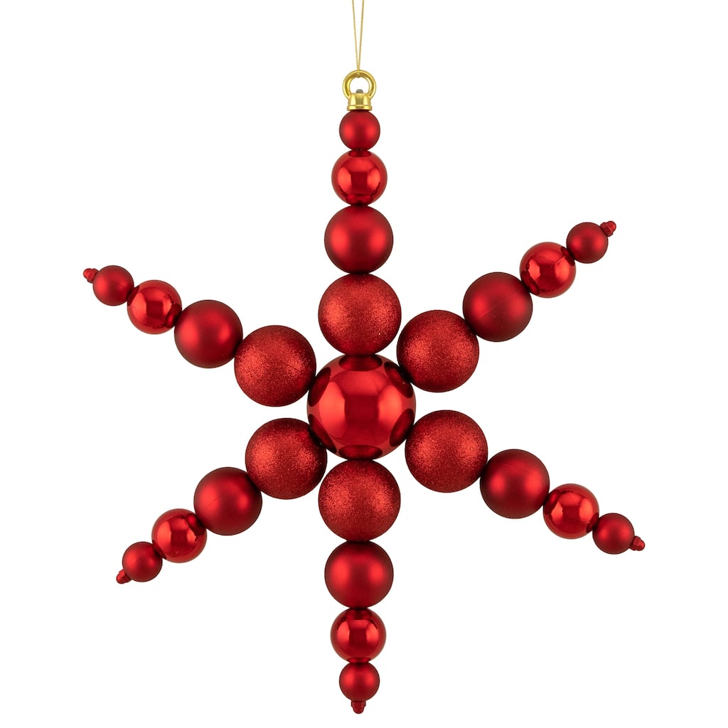 3-Finish Snowflake Commercial Christmas Ornament - 18" - Red