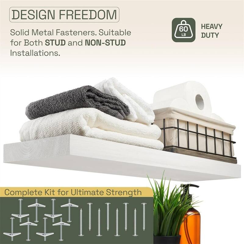 Natural Wood Floating Shelves Set of 2