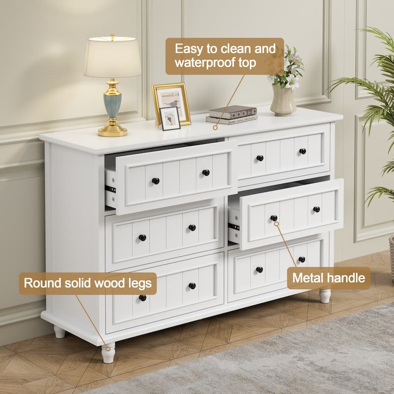 Vintage 6-Drawer Dresser Mid-Century Storage Chest
