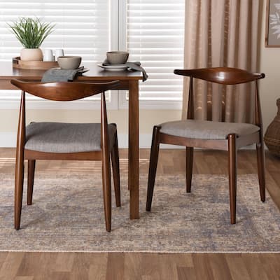 Aeron Mid-Century Light Gray Fabric 2-Piece Dining Chair Set