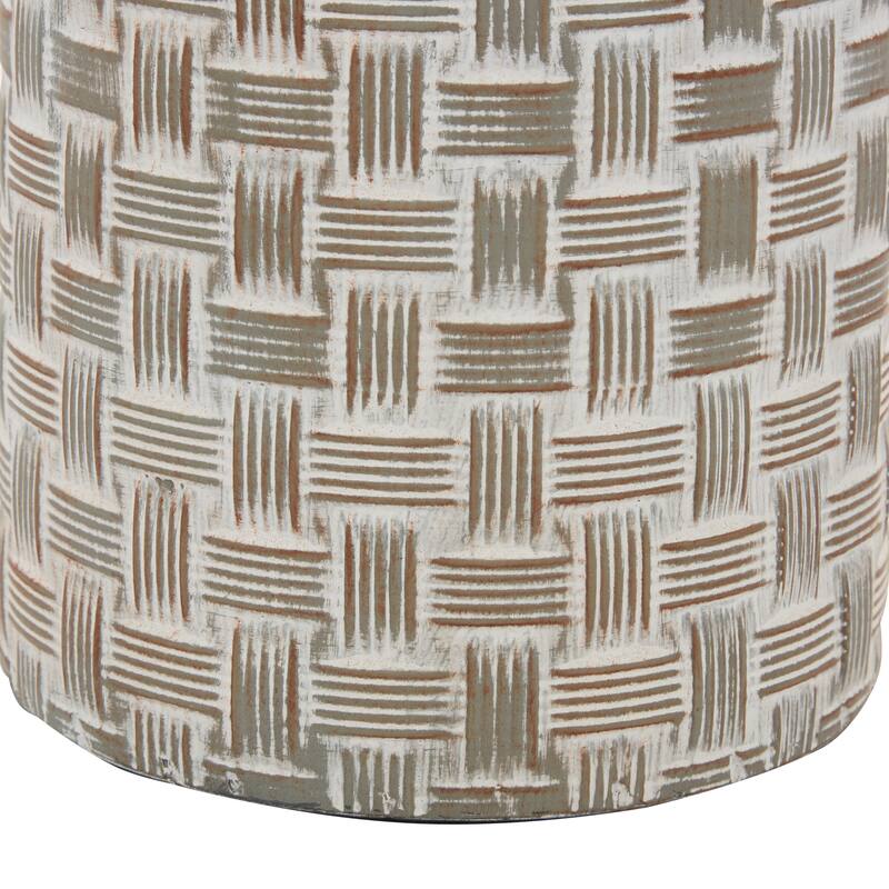 Brown Metal Living Room Decorative Jars with Weave Inspired Pattern (Set of 2)