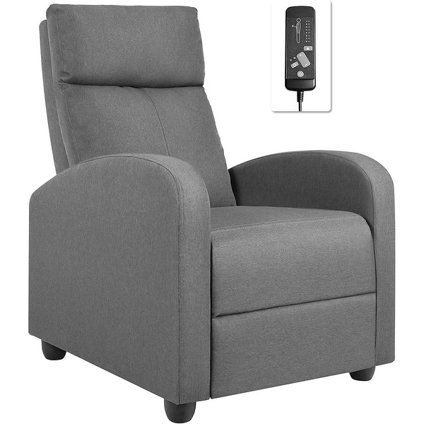 Furniwell Massage Recliner Thick Padded Single Linen Fabric Recliner