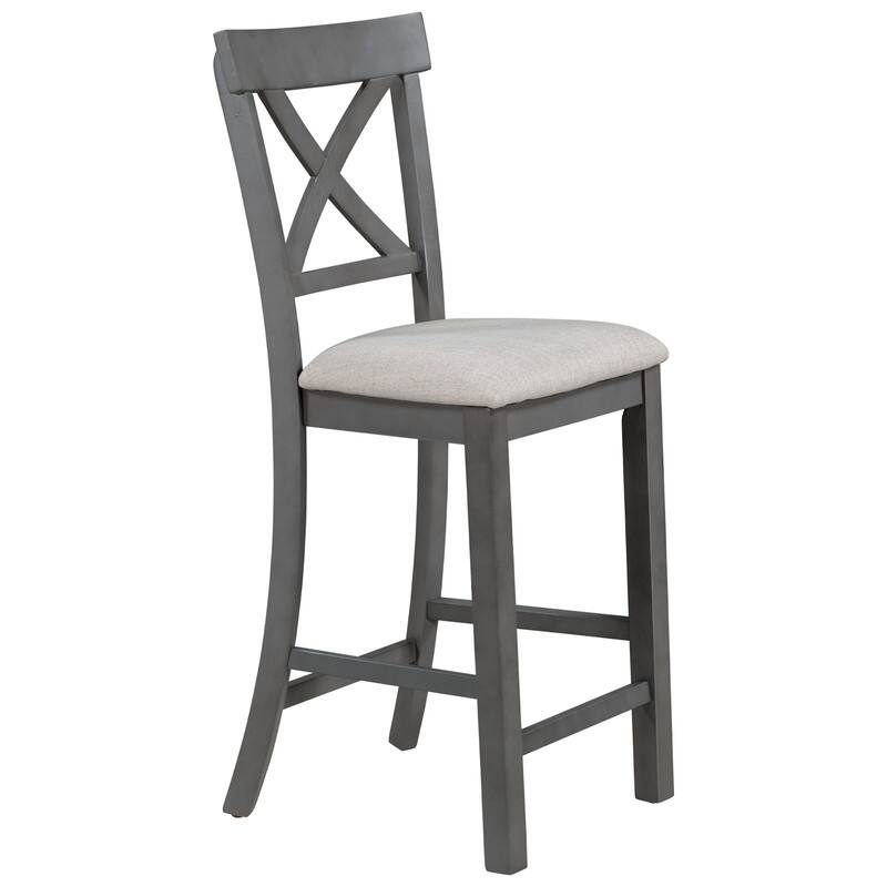 6-Pieces Counter Height Dining Table Set Table with Shelf 4 Chairs and Bench