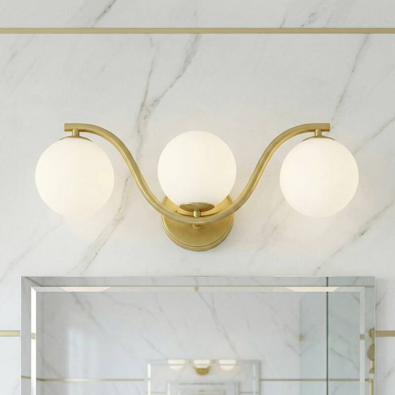 Acroma - 3 - Light Gold Seel Wavy Dimmable Vanity Light - Satin Brass