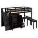 preview thumbnail 28 of 112, Space-Saving Wood Loft Bed with Storage Stairs & Wardrobe, Multifunctional Furniture Bed Frame with Desk & Drawers