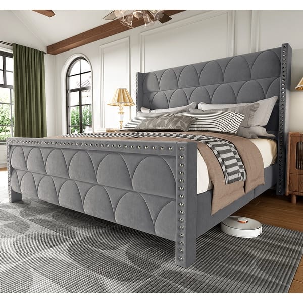 Hansabenne Solid Wood Bed Frame Queen and King Bed Frame Platform Bed Frame with Headboard