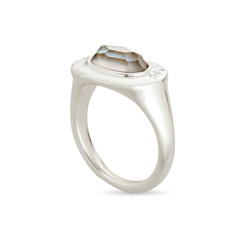 Kendra Scott Anna Rhodium Plated Brass and Mother Of Pearl Ring Size 8