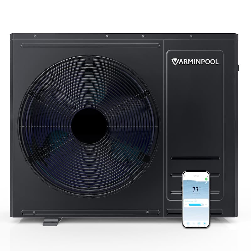 Electric Pool Heat Pump 35100 BTU for 10000 Gallon Pools - 33.3"L x 14.5"W x 27.9"H - Deep Grey