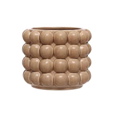 Stoneware Planter with Raised Dots - 5.9"L x 5.9"W x 4.9"H