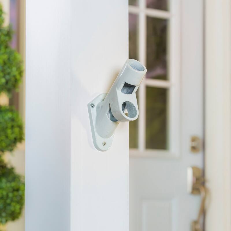2-Position Cast Iron House Flag Bracket, White Finish