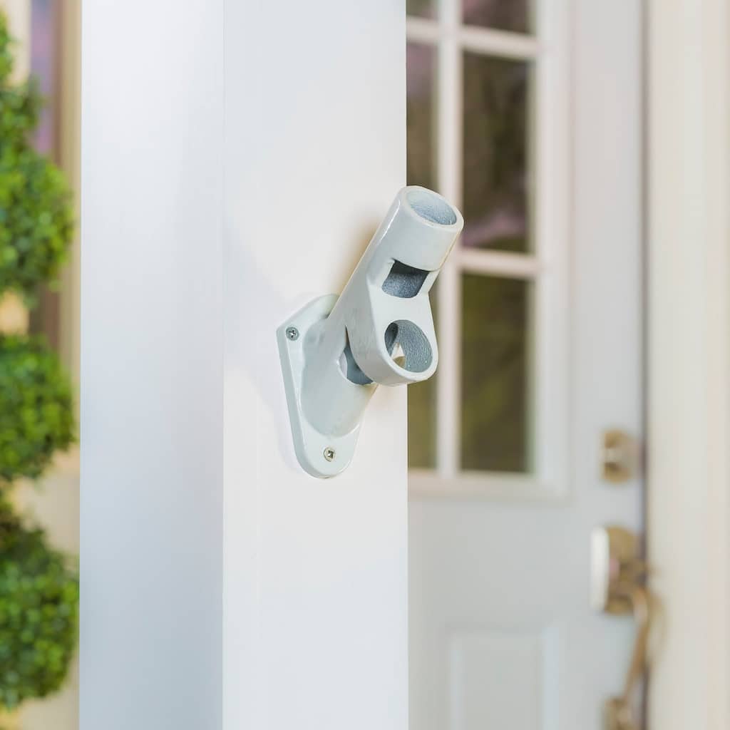2-Position Cast Iron House Flag Bracket, White Finish