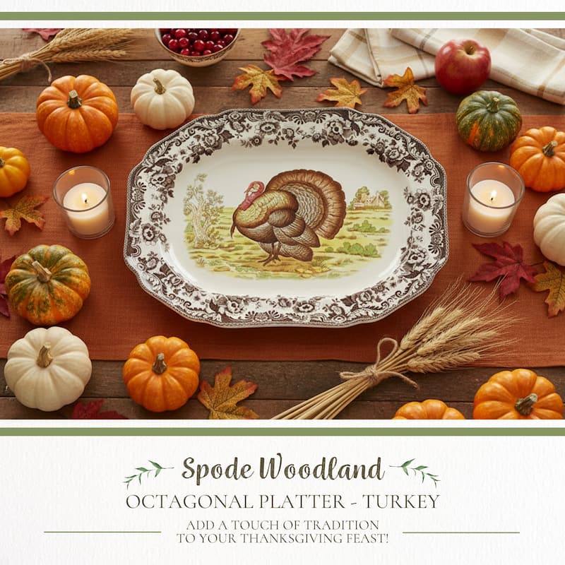 Spode Woodland Octagonal Platter - 19"