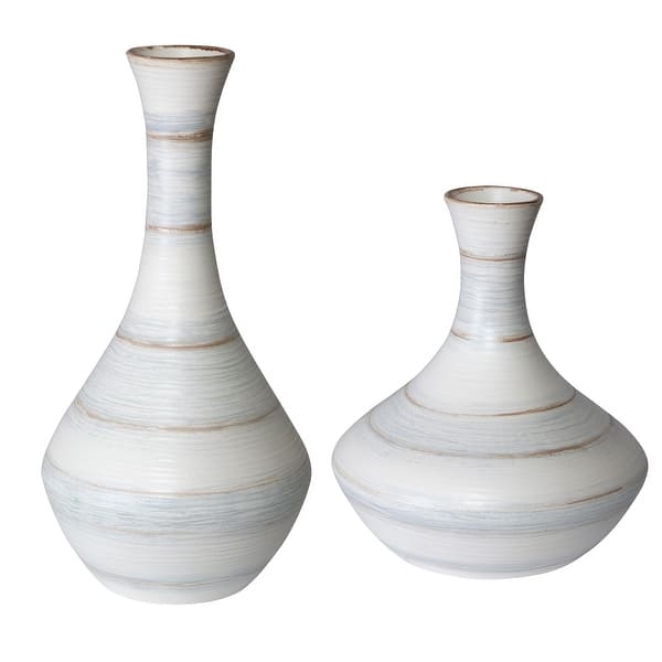slide 2 of 3, Uttermost Potter Fluted Striped Vases (Set of 2)