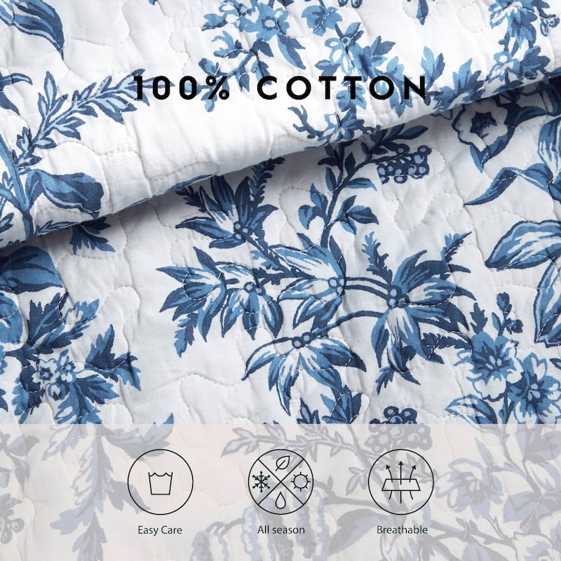 Laura Ashley Bedford Cotton Reversible Quilt Set
