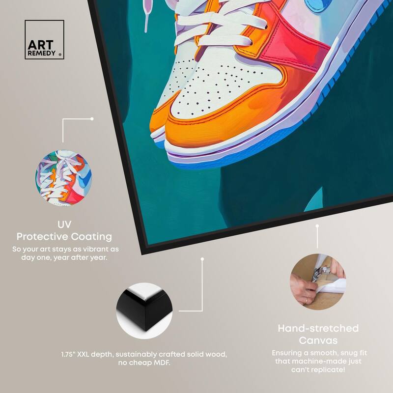 Colorful Sneaker Jump Canvas by Art Remedy