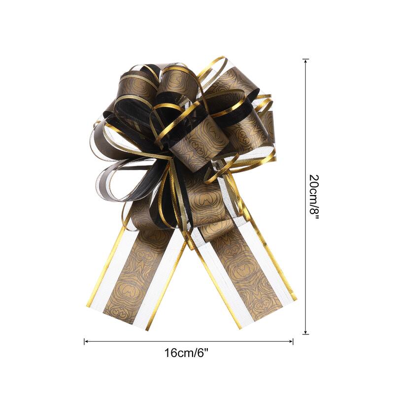 10pcs Large Pull Bow Gift Wrapping Bows Ribbon Organza for Wedding - Black - 6 Inch