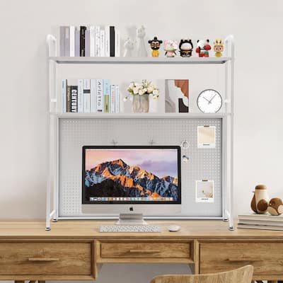 2 Tier Modern Organizer Rack Carbon steel Desk Bookshelf