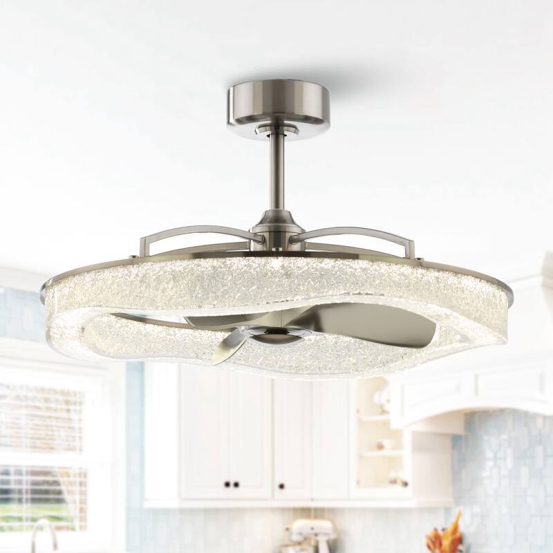 Perimost 33" Modern Brushed Nickel ABS 3-Blade LED Bladeless Ceiling Fan with Remote