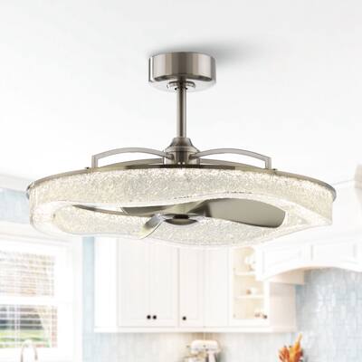 Perimost 33" Modern Brushed Nickel ABS 3-Blade LED Bladeless Ceiling Fan with Remote