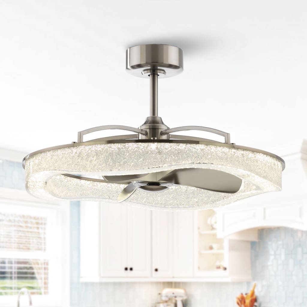 Perimost 33" Modern Brushed Nickel ABS 3-Blade LED Bladeless Ceiling Fan with Remote