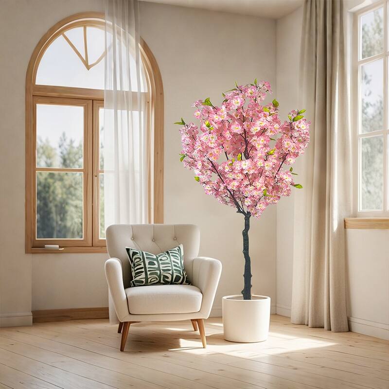 Artificial Cherry Blossom Plants for Home Decor Indoor