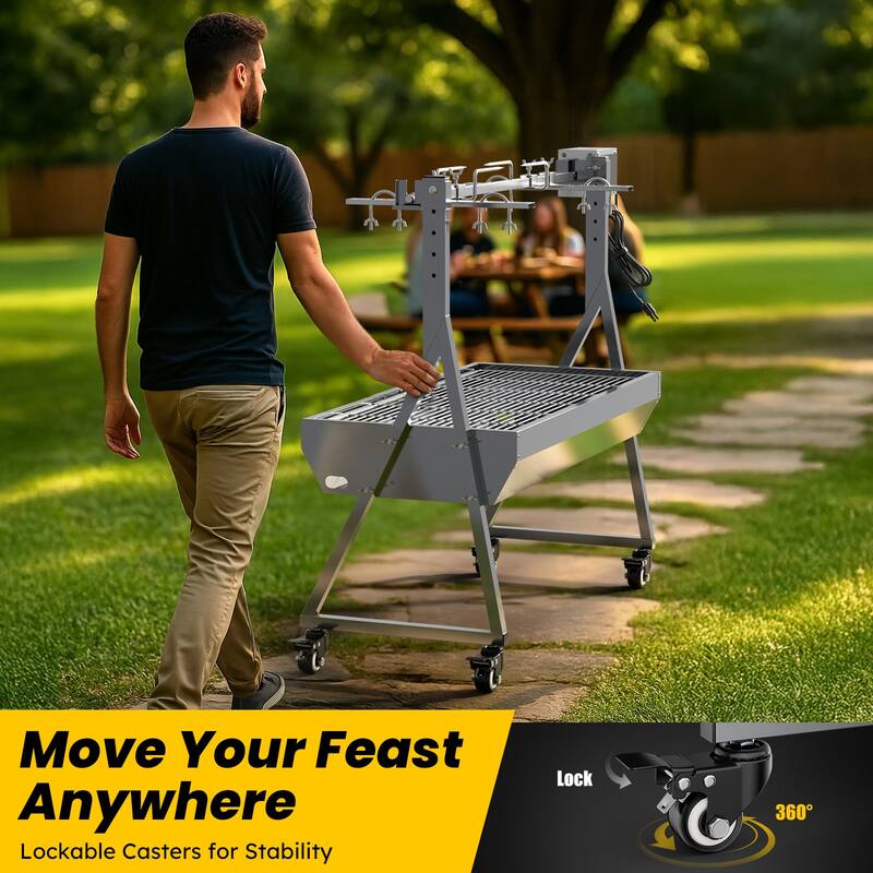 Charcoal Grill, Metal Steel Made Outdoor Smoker, Spit Rotisserie Grill Best Combo for Outdoor Garden Patio and Backyard Cooking