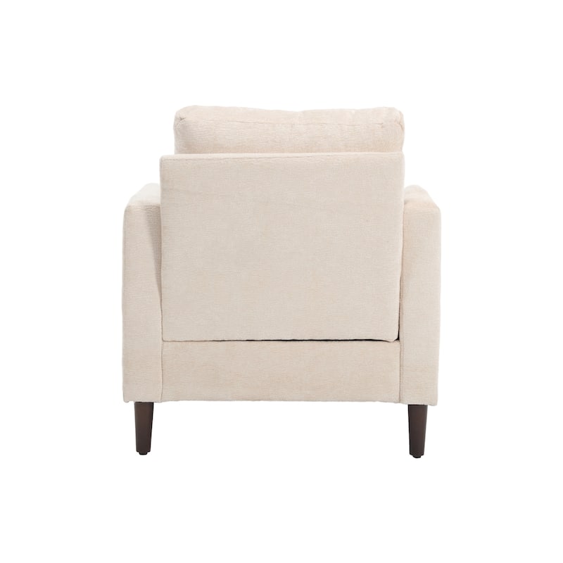 Beige Modern 29.53" Chenille Upholstered Arm Chair with Solid Wood Frame and Pillows