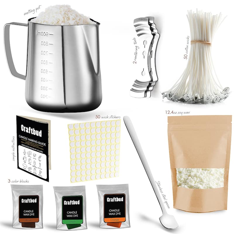 Craftbud 108 Piece Candle Making Kit for Adults & Kids - Full DIY Soy Candle Making Kit with Candle Wax and Supplies