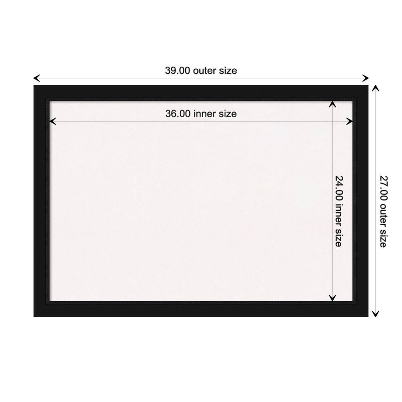 Avon Black Framed White Corkboard Bulletin Board, Organization Board, Pin Board - Board Size 36x24