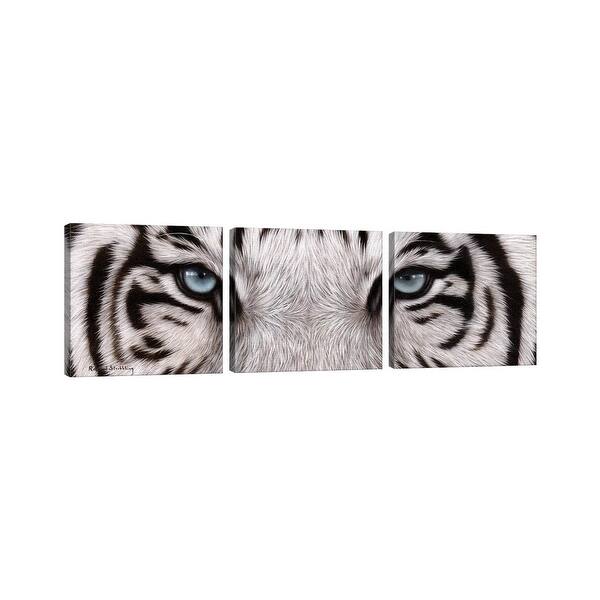 slide 2 of 3, iCanvas "White Tiger Eyes" by Rachel Stribbling 3-Piece Canvas Wall Art Set