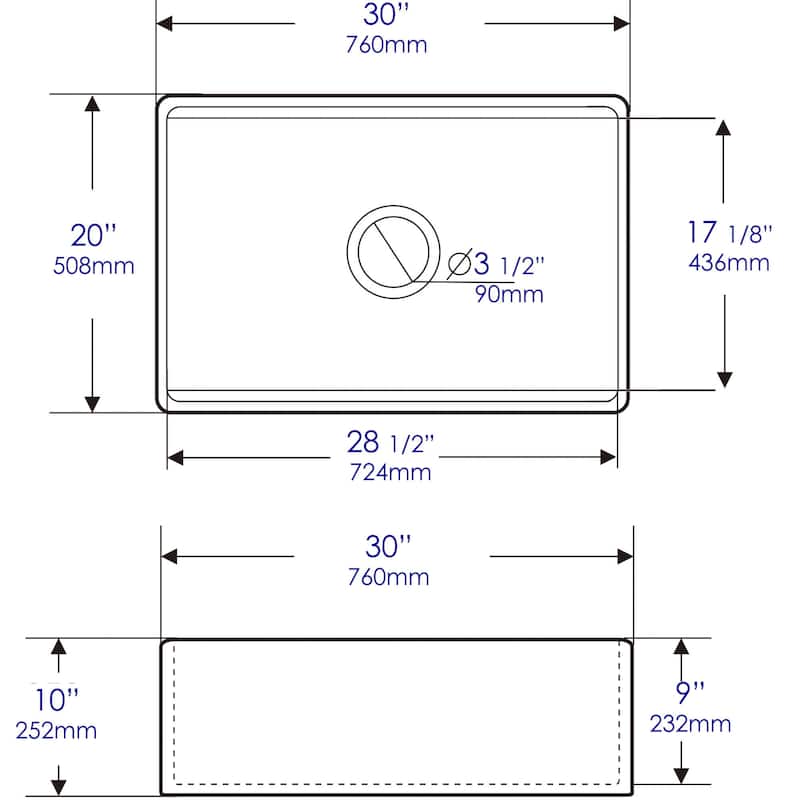 ALFI Brand White Smooth Apron Workstation 30" x 20" Single Bowl Step Rim Fireclay Farm Sink with Accessories