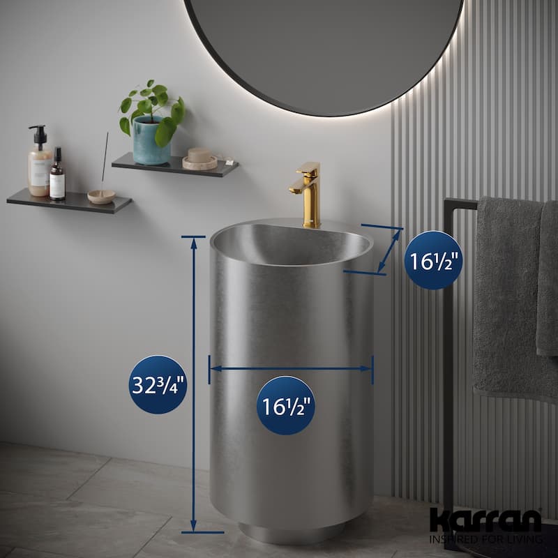 Karran Cinox Stainless Steel Round Pedestal Sink