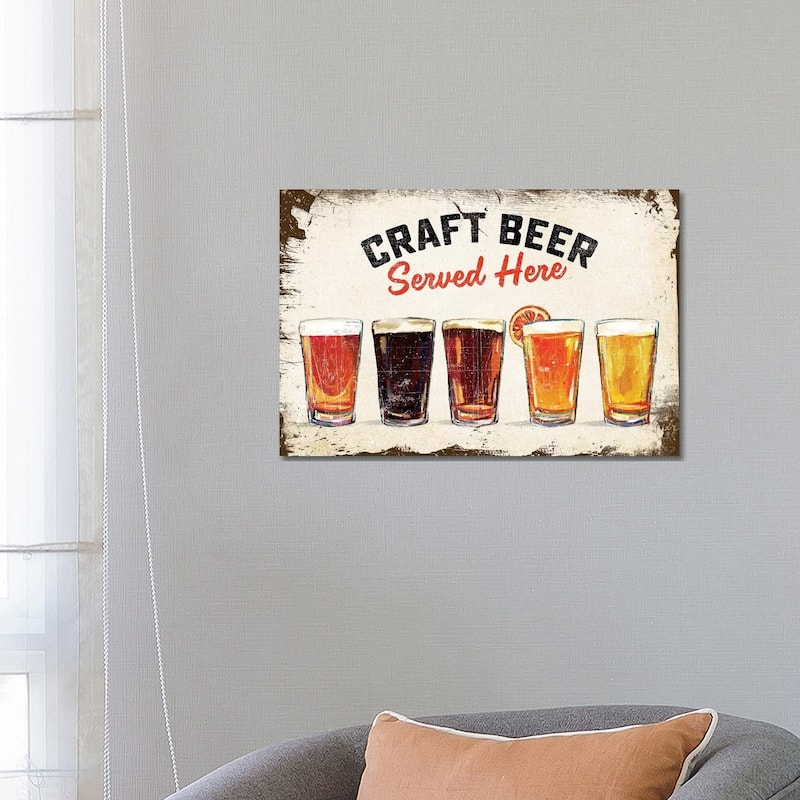 iCanvas "Craft Beer Lineup Vintage Sign" by The Whiskey Ginger Canvas Print - 18x26x1.5