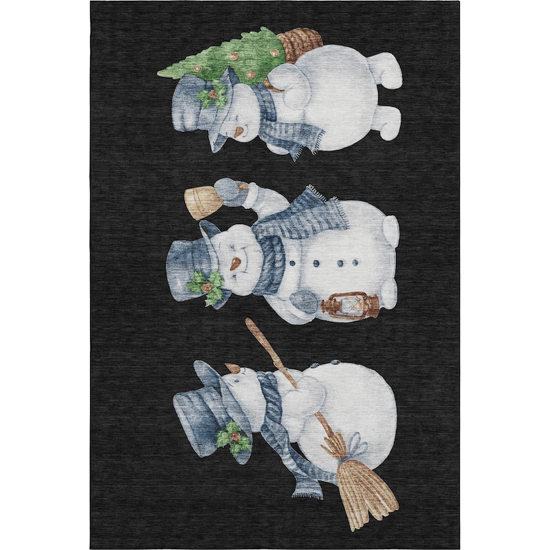 Premium Washable Super Soft Winter Holiday Snowman Mayfield Rug