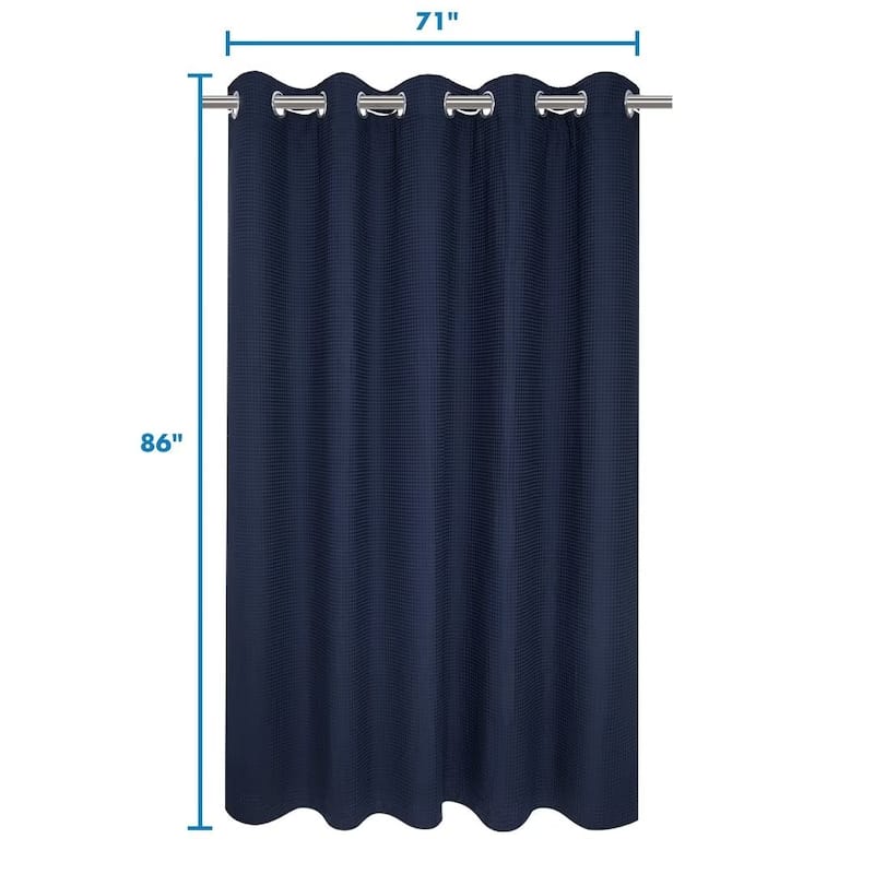 No Hook Cotton Blend Waffle Shower Curtain with Snap-in Liner