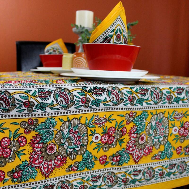Luxuriant Floral Cotton French Country Tablecloth Collection