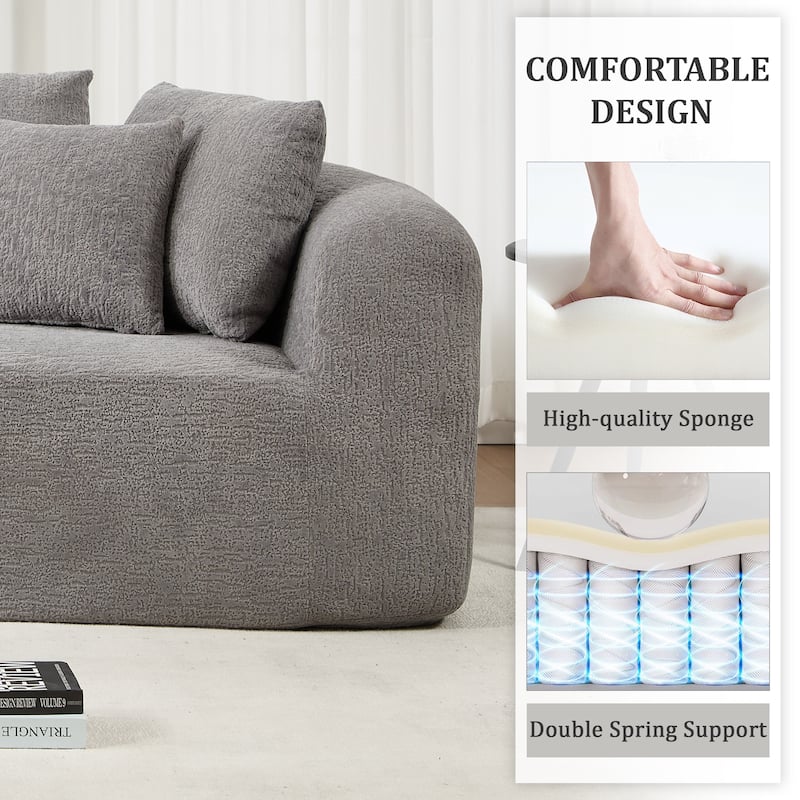 L-Shaped Modular Sectional Sofa with Chaise Lounge, Corduroy Boneless Cloud Sofa, High-Resilience Foam Compressed Sofa