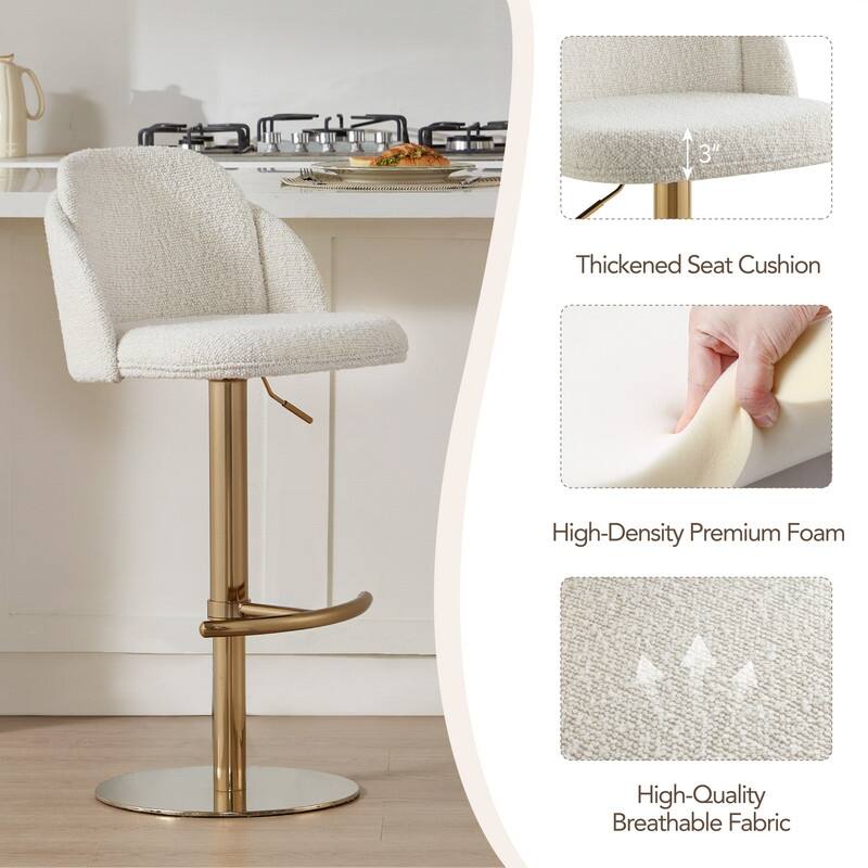 Spruce & Spring Joseph Modern Adjustable Swivel Counter Bar Stools with Back and Arched Footrest