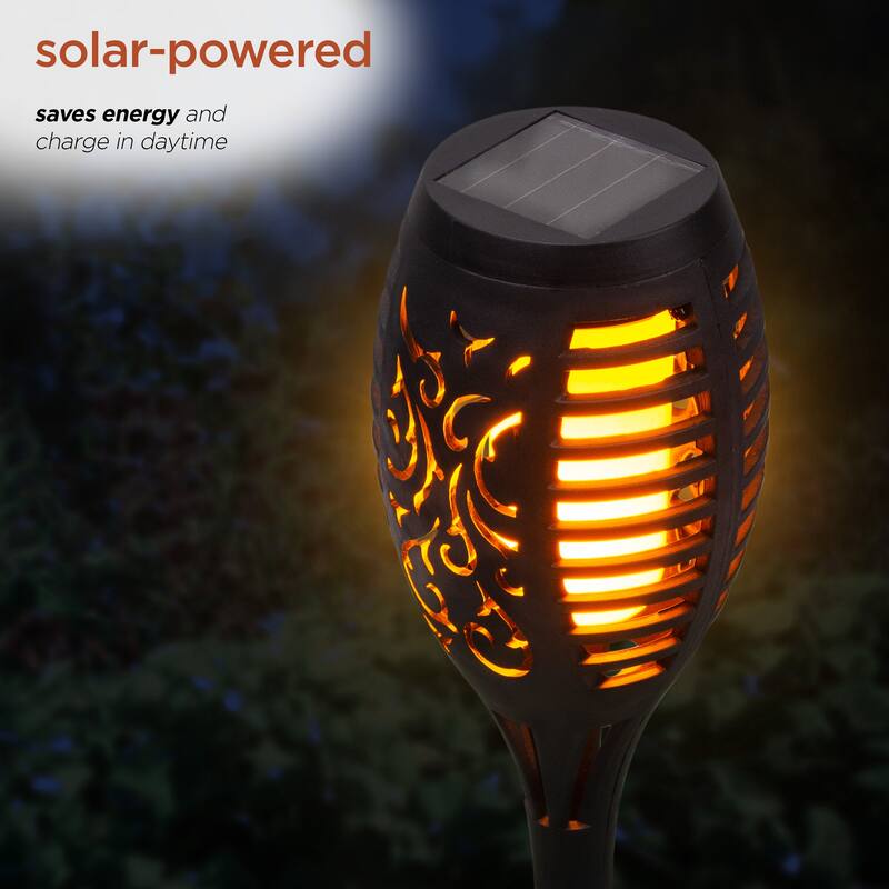 Alpine Corporation 20" Tall Outdoor Solar Powered Pathway LED Torch Light Stakes (Set of 6)