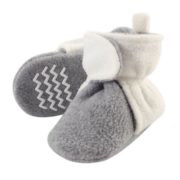 slide 1 of 1, Hudson Baby Baby Cozy Fleece Booties, Cream Heather Gray 0-6 Months - Cream Heather Gray