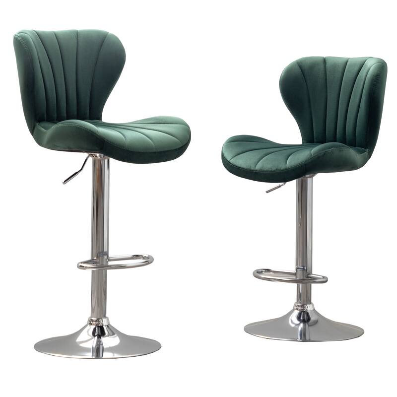 Upholstered Adjustable Swivel Barstools for Dining Room, Set of 2