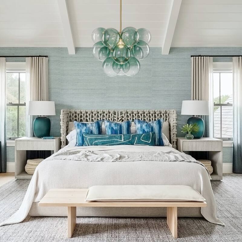 Glam Single-light Dining Room Glass Globe Bubble Chandelier - 17.7 in