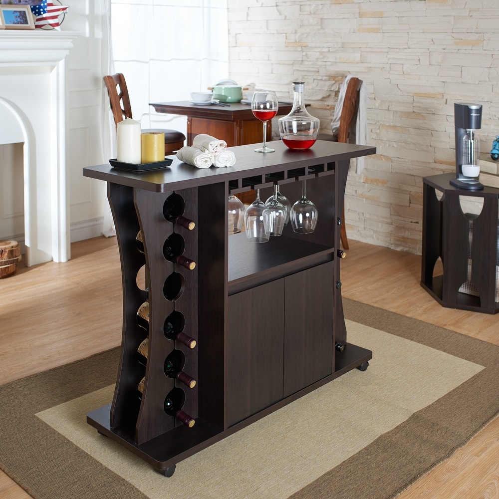 DH BASIC Espresso 12-Bottle Mobile Wine Cabinet by Denhour