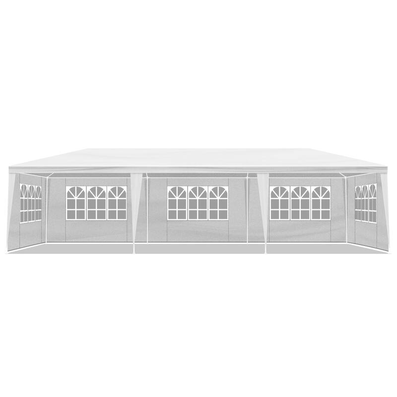 White Iron Tube PE Cloth Waterproof 10x30' Outdoor Party Tent - 30 x 10 x 8.5"