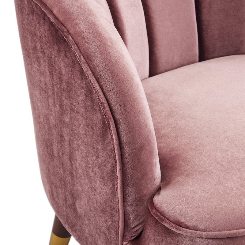Upholstered Barrel Accent Chair with Wooden Legs