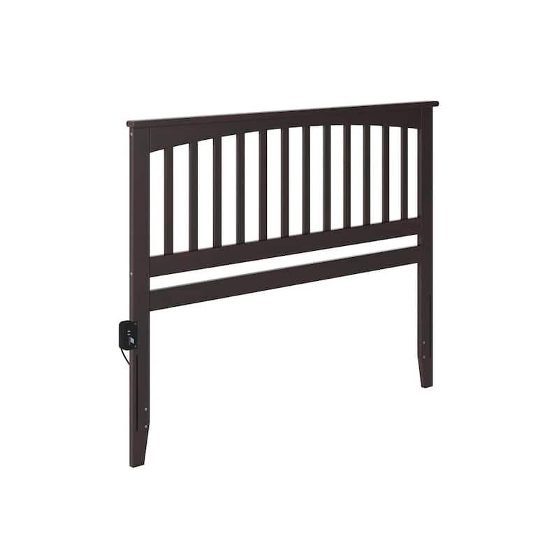 Mission Headboard with USB Charging Station - Espresso - Queen
