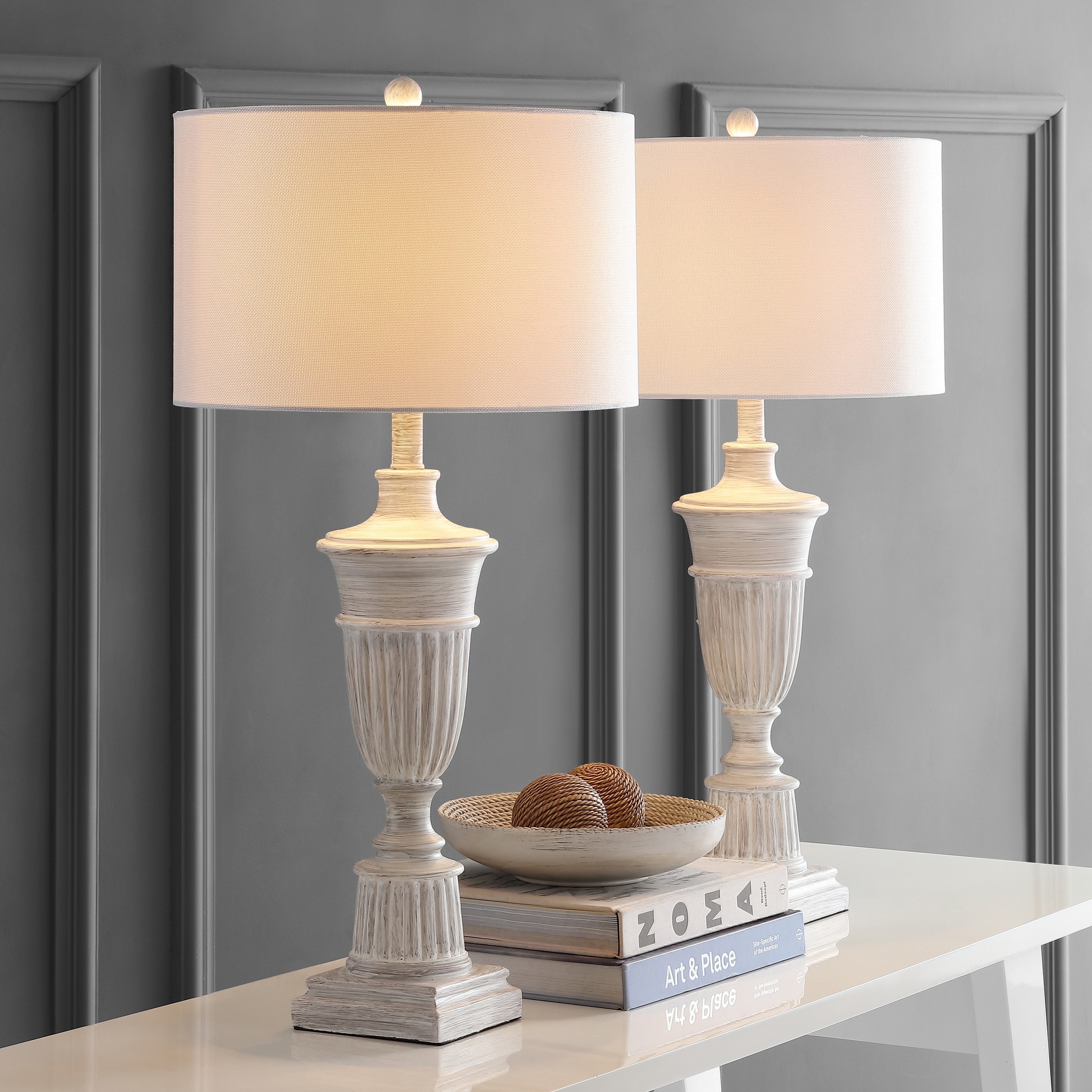 Safavieh Lighting 31 Inch Kylen White Led Table Lamp Set Of 2 15 X15 X31 Overstock 27123755