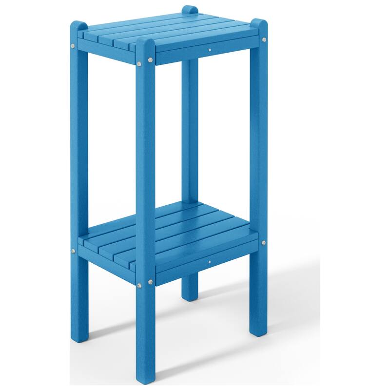 Polytrends Laguna Hdpe All Weather Outdoor Patio Two Shelf Square Table