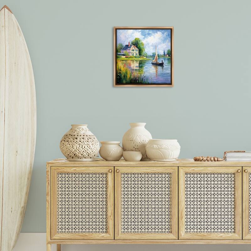 Stupell Boat Drifting Near Shore Framed Floater Canvas Wall Art Design By Heidi Kuntz
