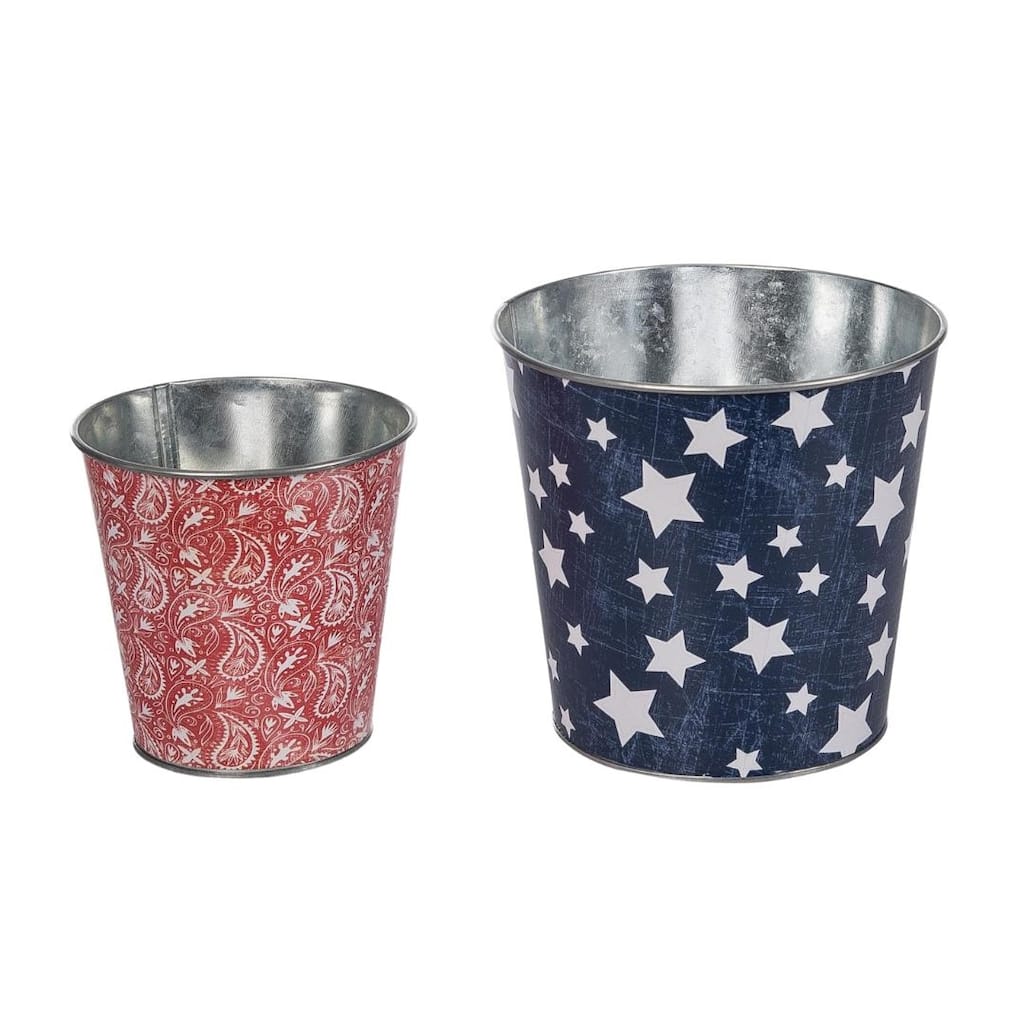 Transpac Metal Americana Containers Set of 2 Home Decorations Patriotic